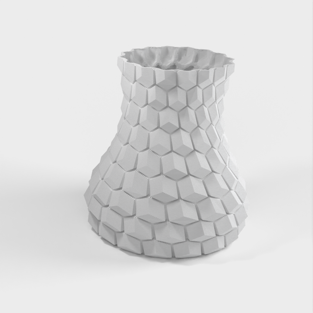 Zakrzywiony wazon z sześciokątnym wzorem