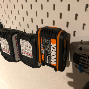 Inteligentny uchwyt 2-w-1 do akumulatorów Worx/Pattfield 20V – do systemu IKEA Skadis
