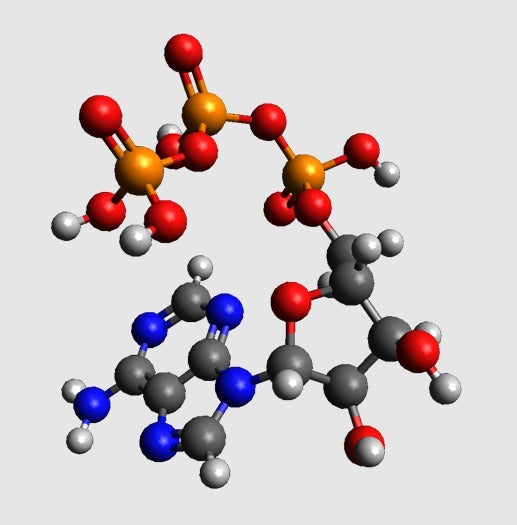 Model molekularny - ATP (trifosforan adeniny) - Model w skali atomowej