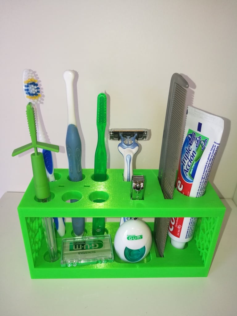 Organizer łazienkowy z miejscem na 6 szczoteczek do zębów i różne akcesoria
