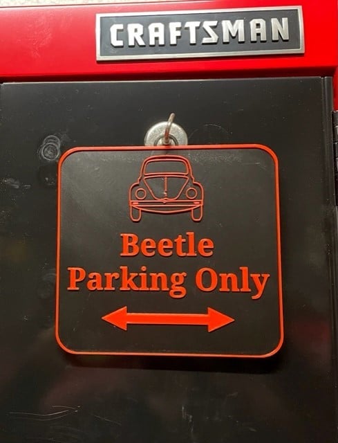 Znak parkingowy Volkswagen Beetle dla garażu
